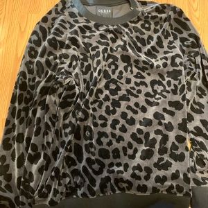 Guess Velour Leopard Print Sweater